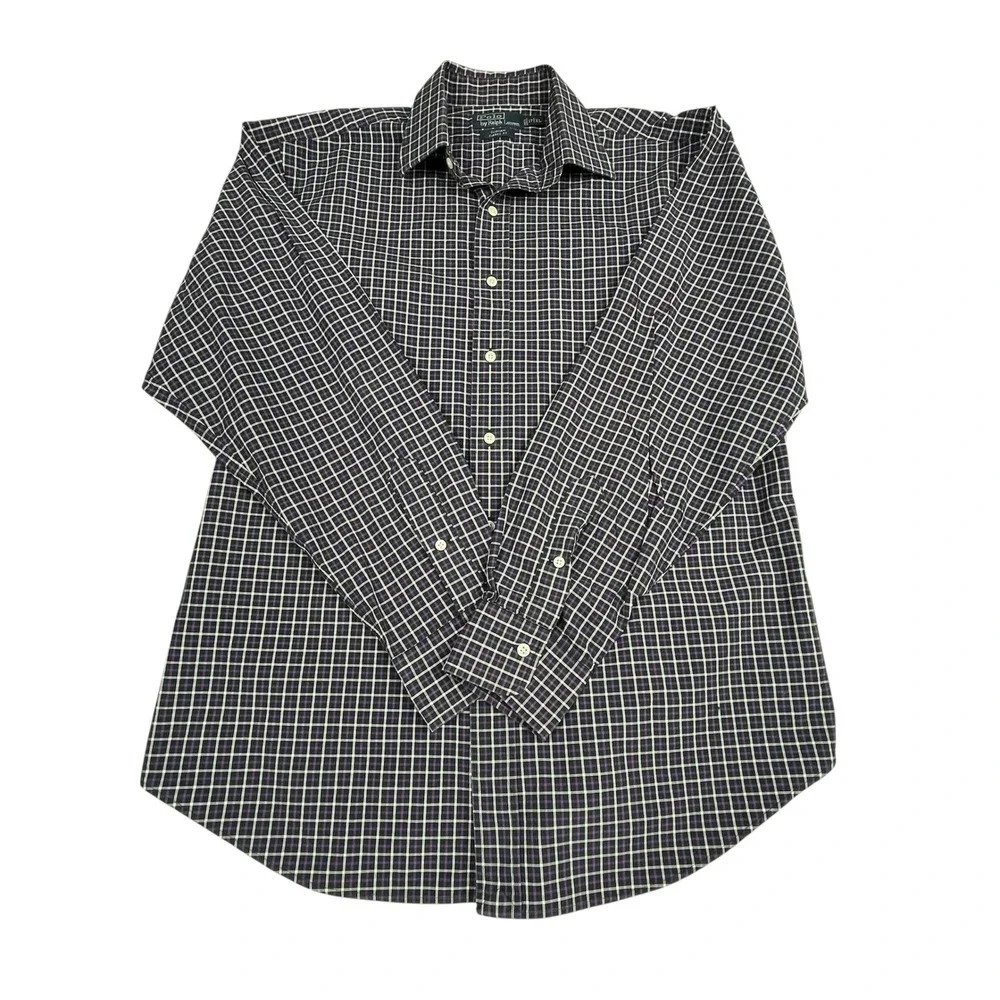 Polo Ralph Lauren EUC Button Down Men's XL Purple Plaid Classic Fit‎ Cotton
